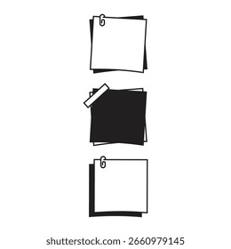 Sticky Notes And Paperclip Icon Set  Vector Design.