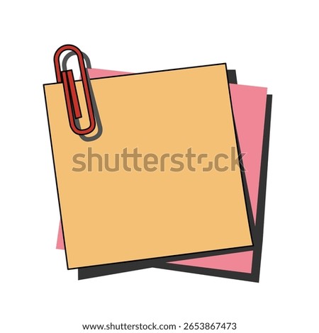 Sticky Notes with Paperclip, Memo with paper clip, sticky notes and paper clips