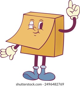 Sticky notes retro groovy mascot character
