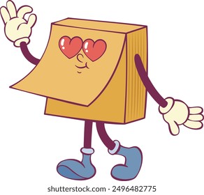 Sticky notes retro groovy mascot character