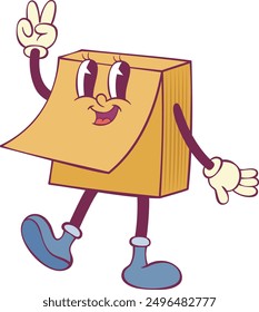 Sticky notes retro groovy mascot character