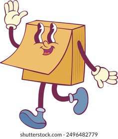 Notas adhesivas retro groovy personaje de mascota