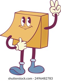 Sticky notes retro groovy mascot character