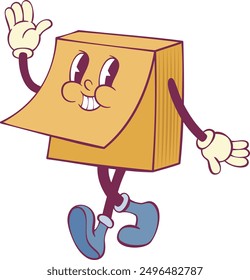 Sticky notes retro groovy mascot character