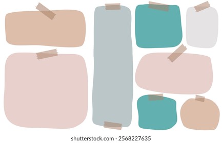 Sticky notes set, attached notes, office supplement, element, vector, template, pastel color