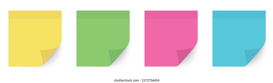 Sticky notes set. Post note with shadow. Vector