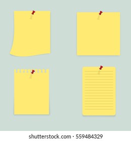 Sticky Notes - Set of yellow sticky notes isolated on white background. Vector illustration, Eps10.