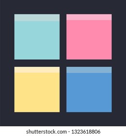 Sticky Notes. Set of yellow sticky notes vector illustration. Multicolor post it notes isolated