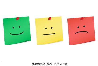 Sticky notes with smiley face vector isolated