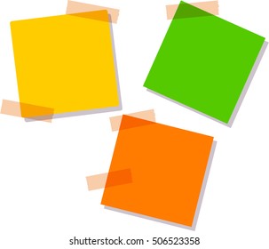 Sticky notes, three different colors. yellow, orange, green. vector illustration, Pattern can be used for your design.