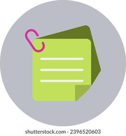 Sticky Notes Vector Icon Flat Circle Style