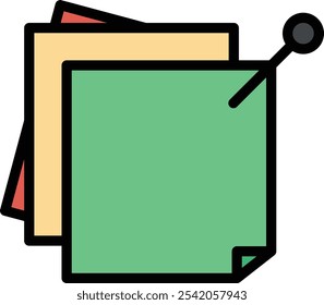 Sticky Notes Vector Line Filled Icon Design