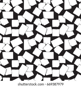 Sticky notes Vector Seamless pattern. Hand drawn doodle Note Paper blank. Black and white background