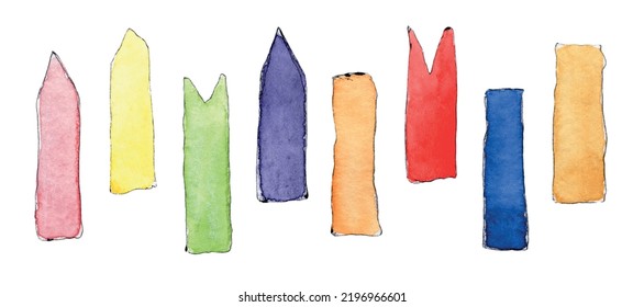 Aufklebende Notizen Aquarell- oder Klebeetiketten für digitale Planer-Skizze, handgezeichnet mit Aquarell und Stift, Vektorformat