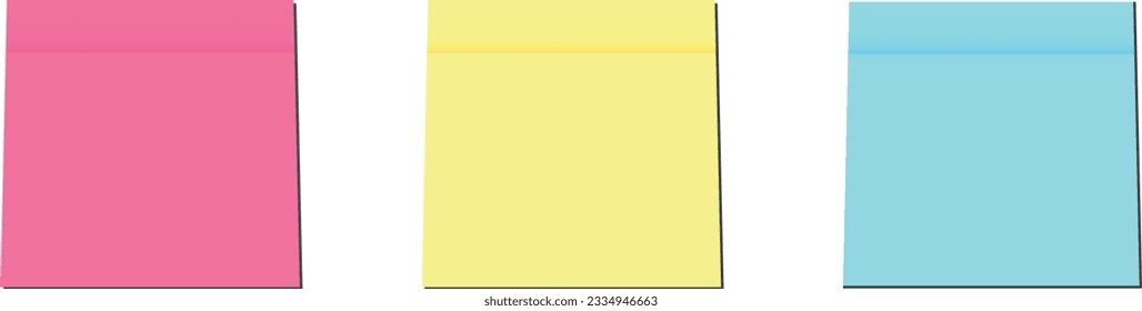 Notas de oficina pegajosas. El color de papel cuadrado recuerda el fondo aislado. Ilustración vectorial