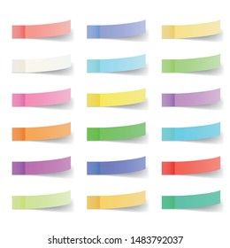 Sticky office notes. Paper multicolored mini reminders isolated on white background. 