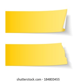 Sticky paper with curl and ripped sticky paper on white background, vector eps10 illustration
