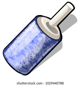 A sticky paper lint roller isolated on white background. Vector cartoon close-up illustration.