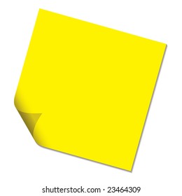 Sticky paper message not with page curl in yellow