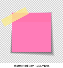 Sticky Paper Note on Transparent Background  Vector Illustration EPS10