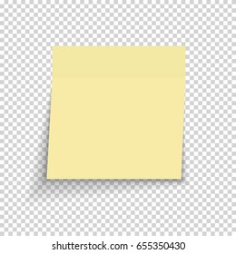 Sticky Paper Note on Transparent Background  Vector Illustration. EPS10