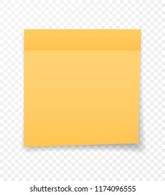 Sticky Paper Note with Shadow Effect. Blank Color Memo Note Stickers for Posting Isolated on Transparent Background. Vector Illustration.