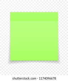Sticky Paper Note with Shadow Effect. Blank Color Memo Note Stickers for Posting Isolated on Transparent Background. Vector Illustration.