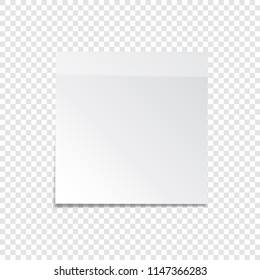 Sticky paper note with tape and shadow isolated on transparent background. Blank.