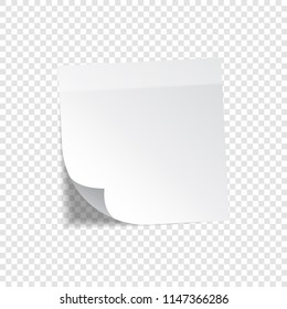 Sticky paper note with tape and shadow isolated on transparent background. Blank.