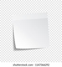 Sticky paper note with tape and shadow isolated on transparent background. Blank.