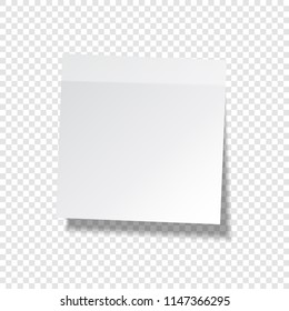 Sticky paper note with tape and shadow isolated on transparent background. Blank.