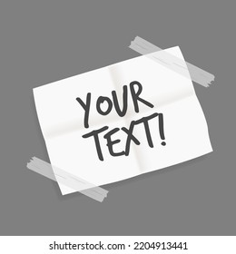 Sticky paper note with tape and shadow isolated with background
