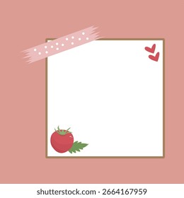 Sticky paper notes planner. Vector realistic illustration. Sticky note collection with curled corners and shadows. Sticky notes with a tomato theme.