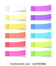 Sticky Paper Notes with Shadow Effect. Blank Color Memo Note Stickers for Posting Isolated on White Background. Vector Illustration.