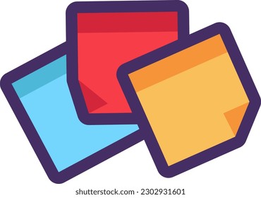 Sticky paper sticker for notes and reminders. Disposal of old stationery and school supplies. Flat icon in stroke, element for infographics design. Simple cartoon outline vector isolated on white back