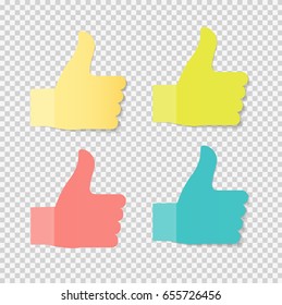 Sticky Paper Thumbs Up Sign Note on Transparent Background  Vector Illustration EPS10
