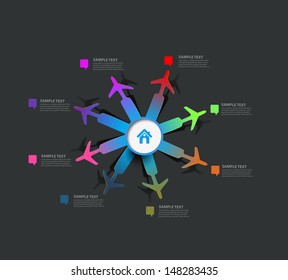 Sticky paper vector circle label for flight icons element design