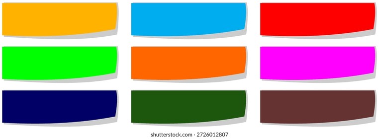 Sticky papers in different colours isolated, thin stripes of sticky post-it note paper collection stick note isolated on transparent background.