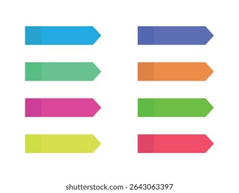 Sticky papers in different colours, sticky note paper collection. Vector.