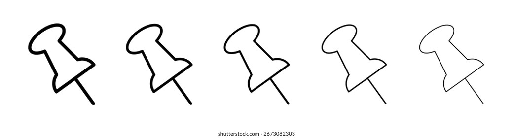 Vector aislado pegajoso del icono del perno en el sistema blanco del fondo
