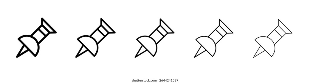 Conjunto de marca de logotipo de contorno delgado de icono de pin adhesivo