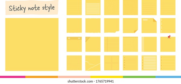 Sticky post note collection. Post note for work memo, Office paper sticker collection.