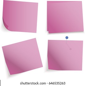 Sticky reminder notes realistic paper sheets office papers with shadow. Vector 