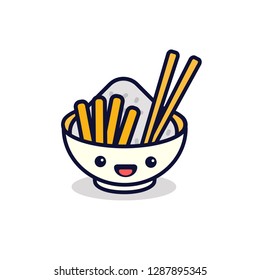 Sticky Rice With Mango Cute Vector Illustration