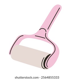 Sticky roller vector illustration in flat cartoon style. Modern lint remover for clothes, fabric, and pet hair, perfect for cleaning, hygiene, and home care themes. Portable and practical accessory