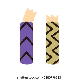 Sticky strips, adhesive tapes packs. Glue paper ribbons, sellotapes with patterns. Decorative scotch, duct for masking, insulating, decor. Flat vector illustration isolated on white background
