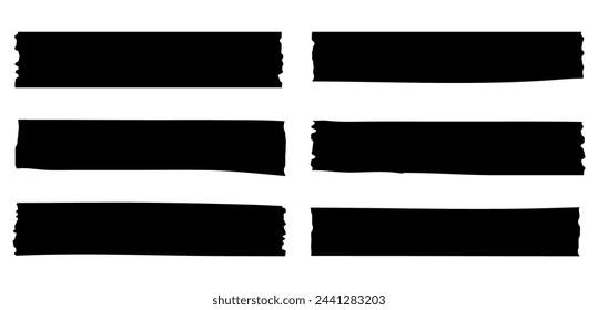 Sticky strips. Blank template of black stripes for designs on a transparent background.