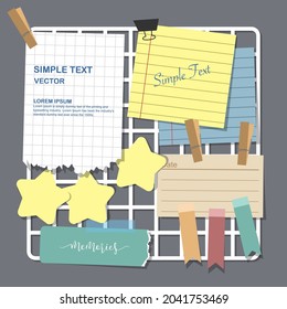 sticky tags, blank paper notes set. flat vector, illustration.