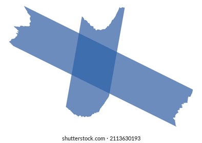 Cruce de cinta pegajosa. Bandas adhesivas transparentes azules