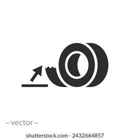 sticky tape icon, scotch, flat symbol on white background - vector illustration